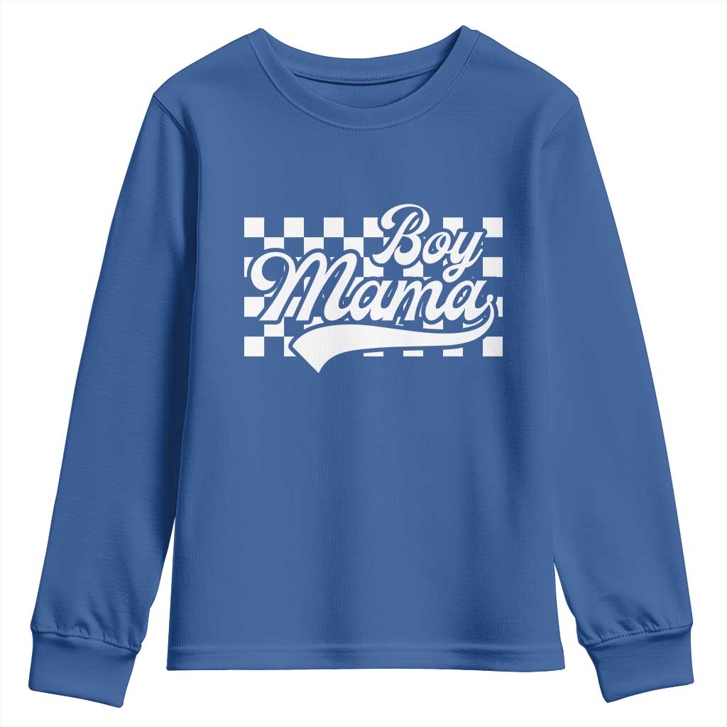 Funny Boy Mama Youth Sweatshirt Mama Of Boy Checkerboard Mother's Day
