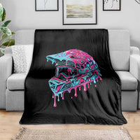 Motocross Helmet Drip Ice Cream Melt Graphic Dirt Bike Racing Throw Blanket