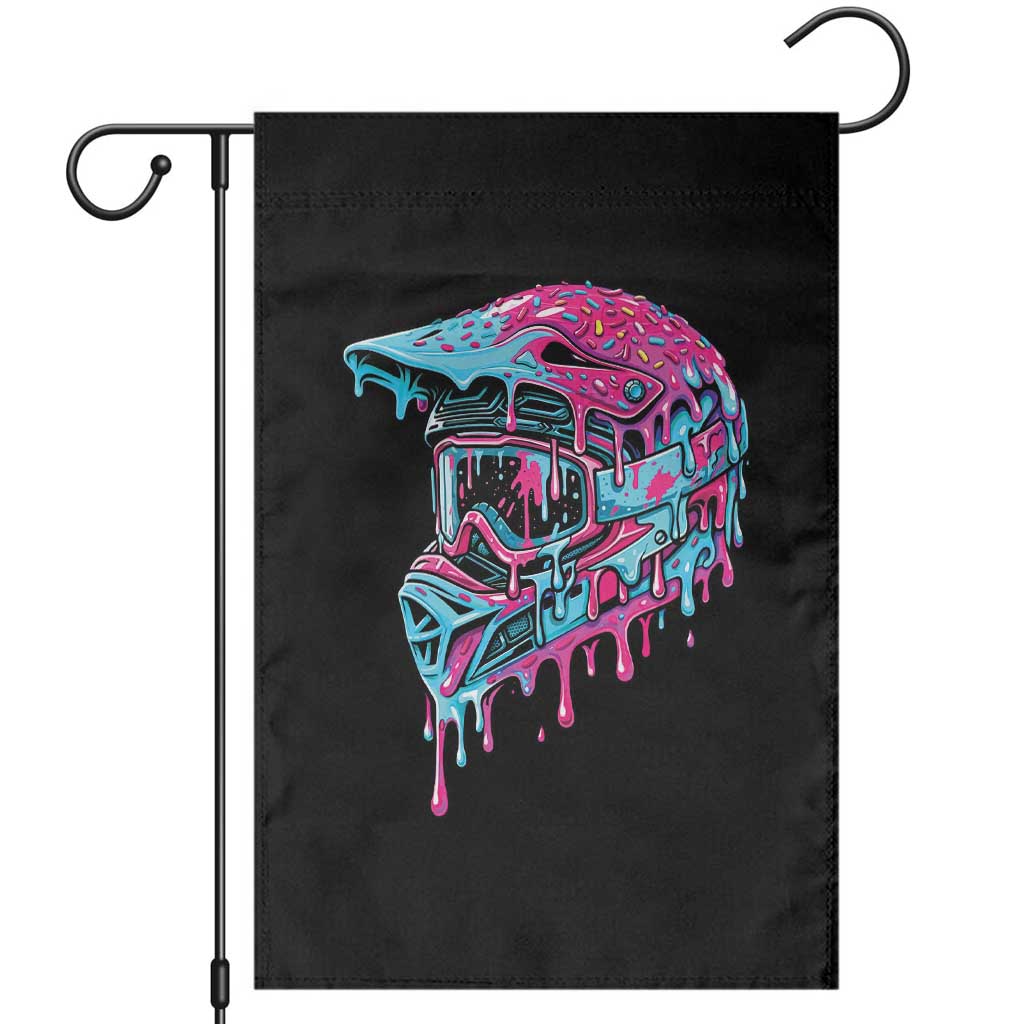Motocross Helmet Drip Ice Cream Melt Graphic Dirt Bike Racing Garden Flag