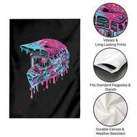 Motocross Helmet Drip Ice Cream Melt Graphic Dirt Bike Racing Garden Flag