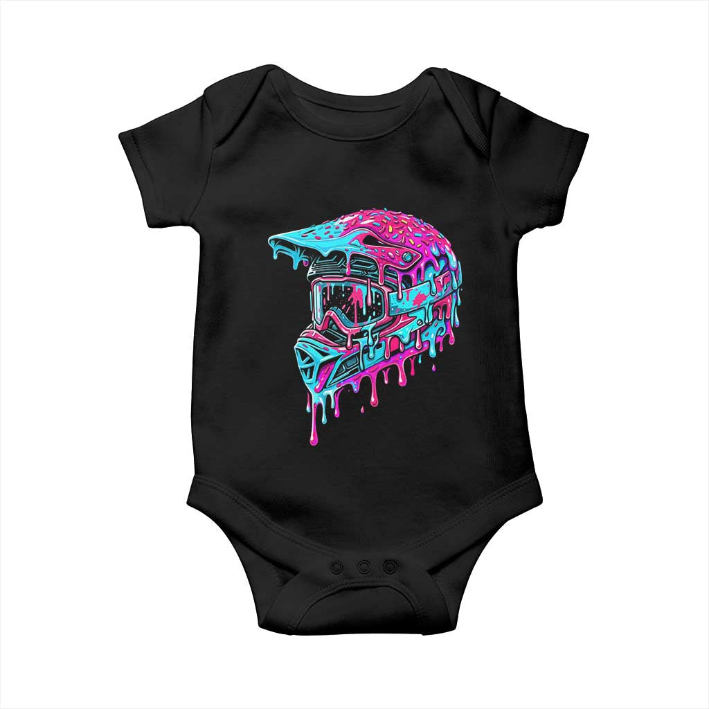 Motocross Helmet Drip Ice Cream Melt Graphic Dirt Bike Racing Baby Onesie