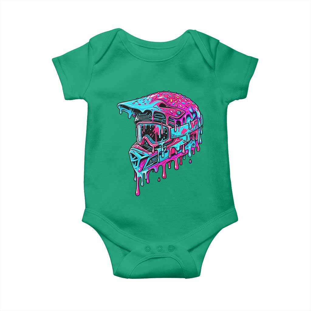 Motocross Helmet Drip Ice Cream Melt Graphic Dirt Bike Racing Baby Onesie