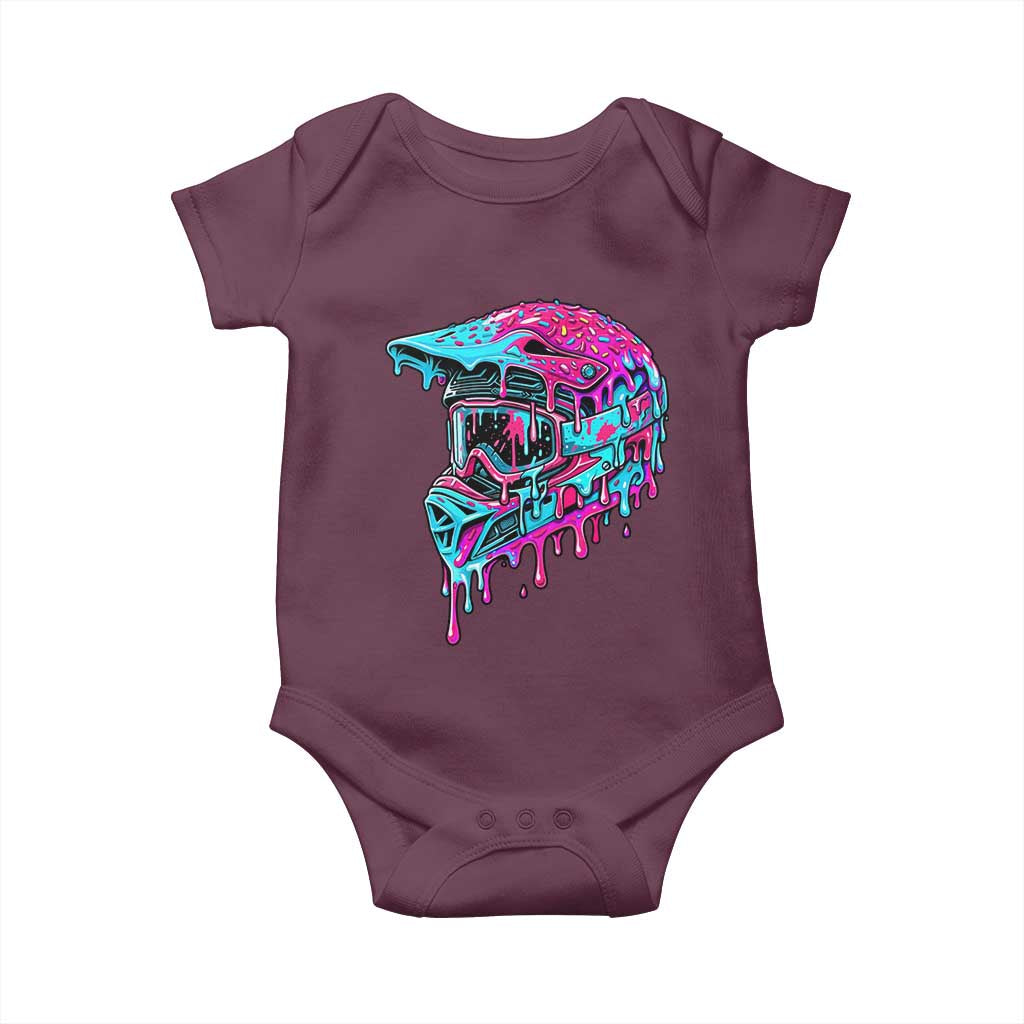 Motocross Helmet Drip Ice Cream Melt Graphic Dirt Bike Racing Baby Onesie