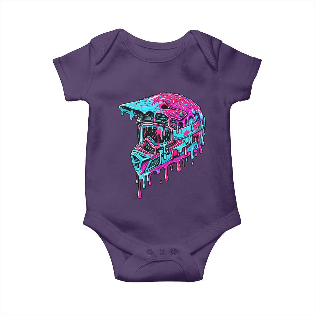 Motocross Helmet Drip Ice Cream Melt Graphic Dirt Bike Racing Baby Onesie