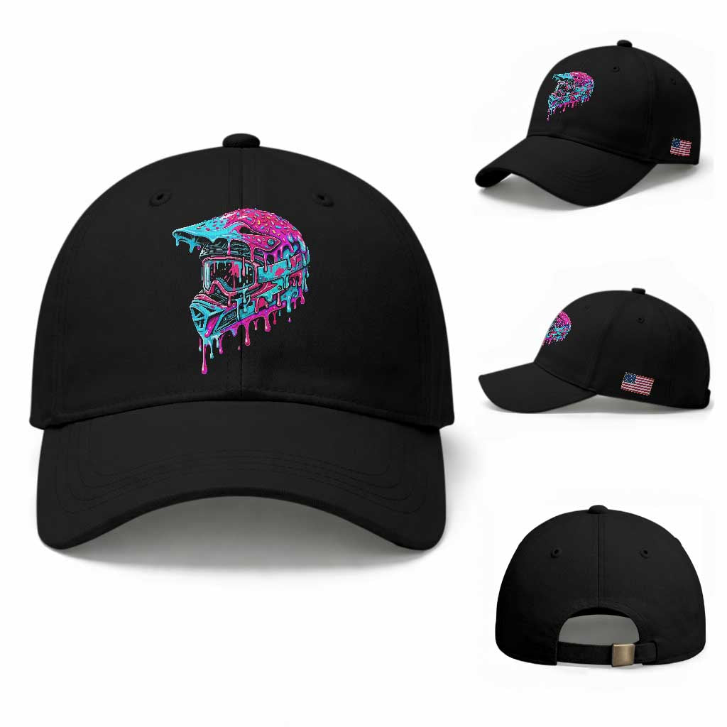 Motocross Helmet Drip Ice Cream Melt Graphic Dirt Bike Racing Baseball Cap