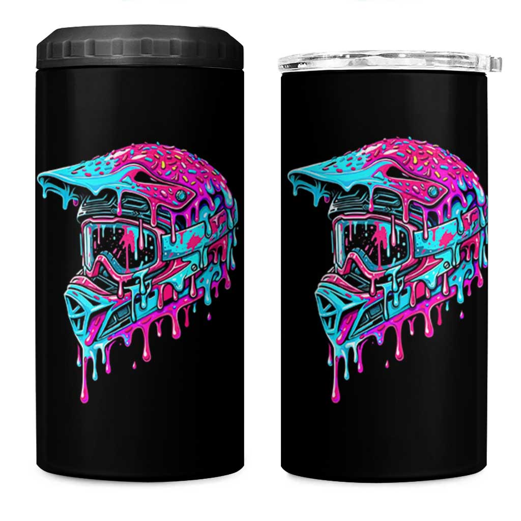 Motocross Helmet Drip Ice Cream Melt Graphic Dirt Bike Racing 4 in 1 Can Cooler Tumbler