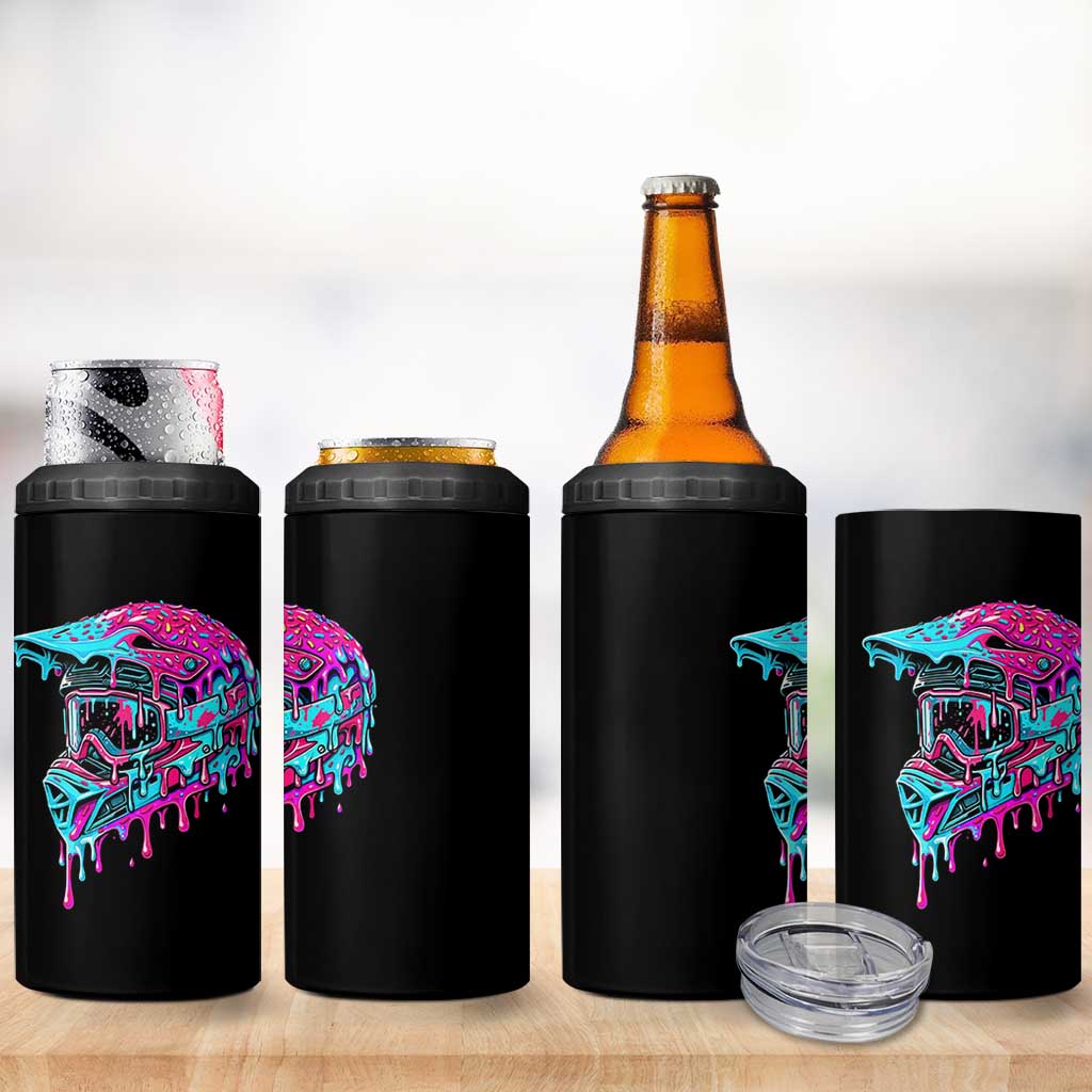 Motocross Helmet Drip Ice Cream Melt Graphic Dirt Bike Racing 4 in 1 Can Cooler Tumbler
