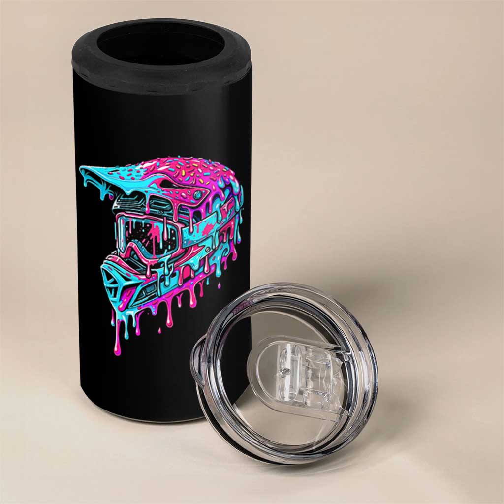 Motocross Helmet Drip Ice Cream Melt Graphic Dirt Bike Racing 4 in 1 Can Cooler Tumbler