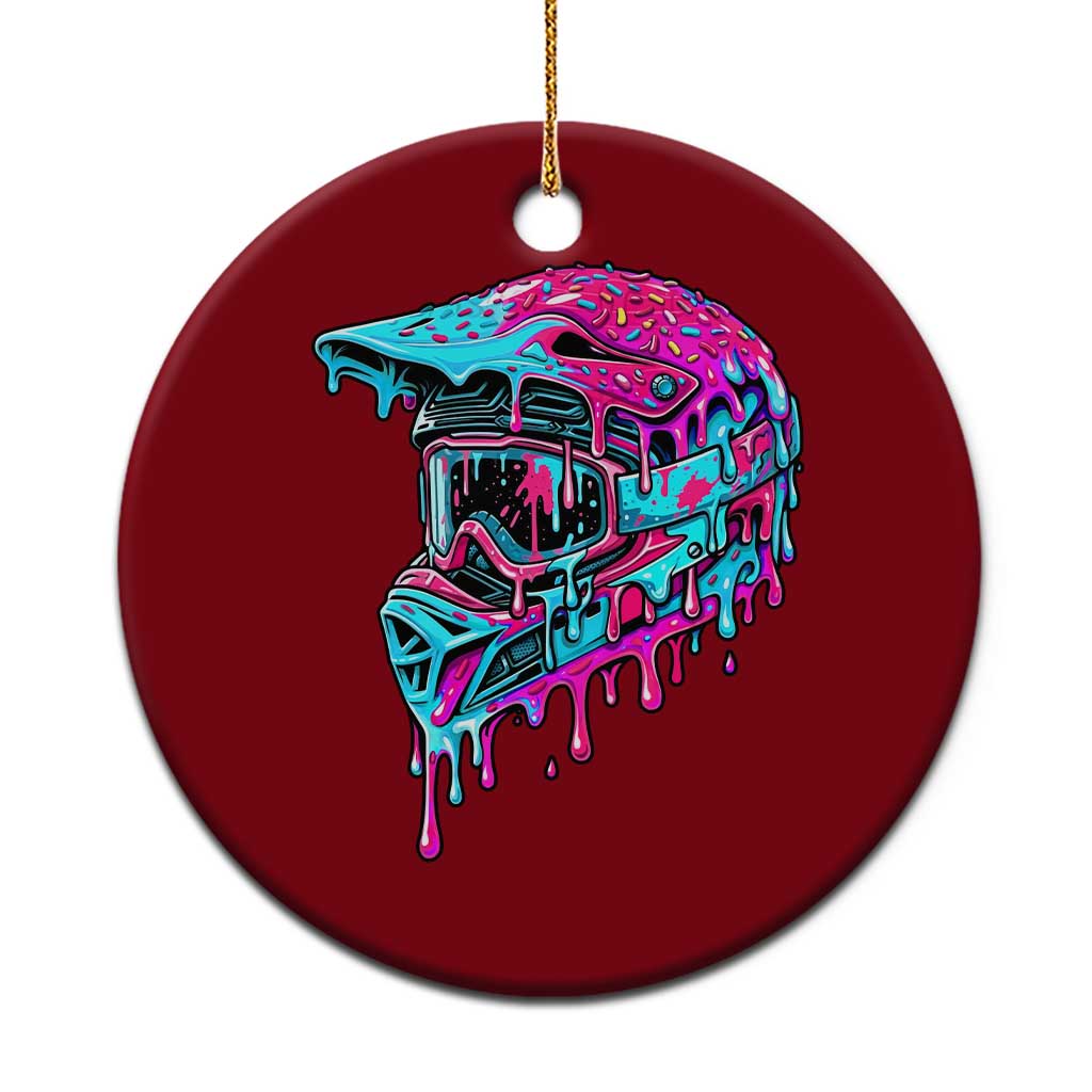 Motocross Helmet Drip Ice Cream Melt Graphic Dirt Bike Racing Ceramic Ornament