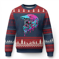Motocross Helmet Drip Ice Cream Melt Graphic Dirt Bike Racing Ugly Christmas Sweater