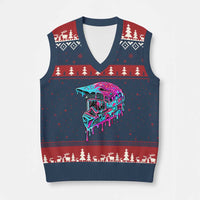 Motocross Helmet Drip Ice Cream Melt Graphic Dirt Bike Racing V-Neck Knit Sweater Vest