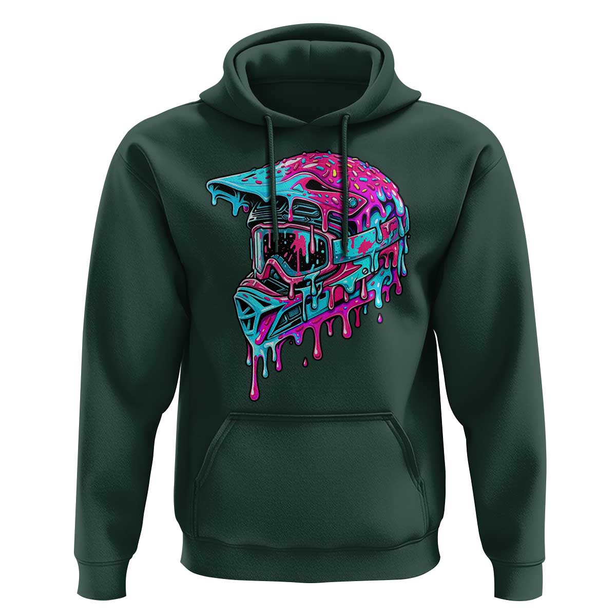 Motocross Helmet Drip Ice Cream Melt Graphic Dirt Bike Racing Hoodie