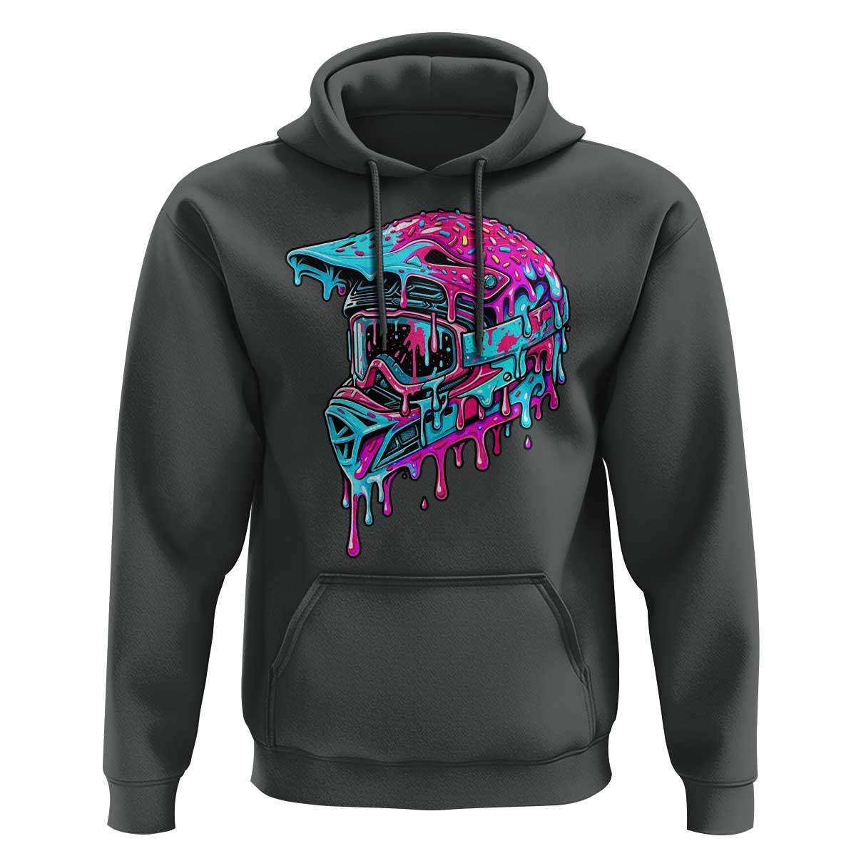 Motocross Helmet Drip Ice Cream Melt Graphic Dirt Bike Racing Hoodie