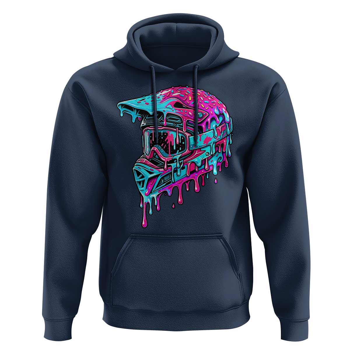 Motocross Helmet Drip Ice Cream Melt Graphic Dirt Bike Racing Hoodie