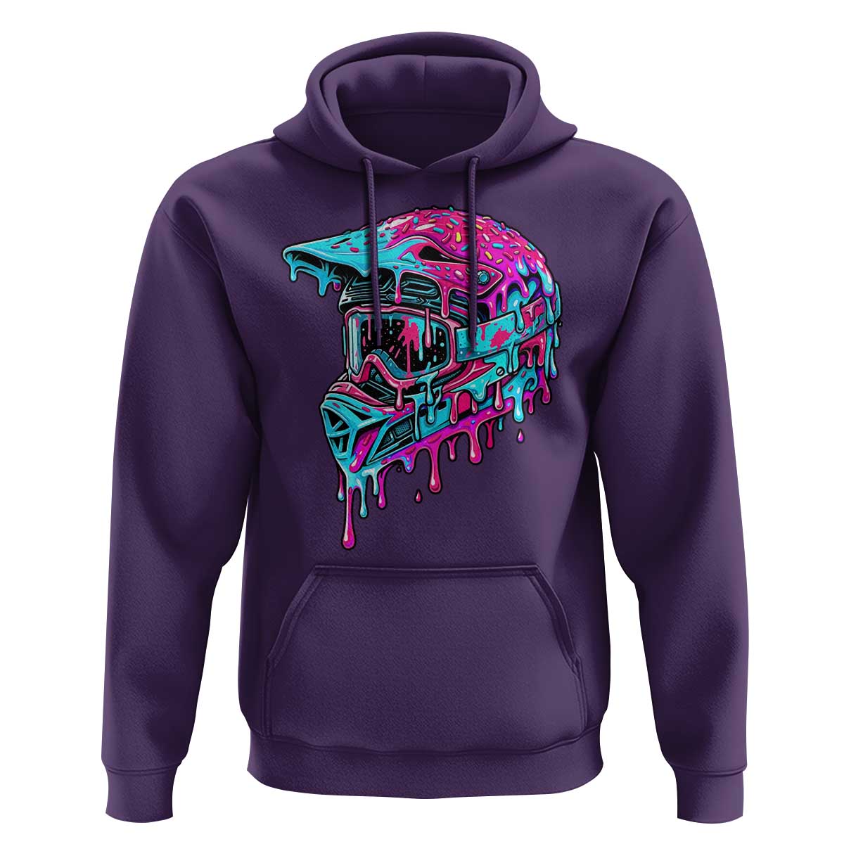 Motocross Helmet Drip Ice Cream Melt Graphic Dirt Bike Racing Hoodie