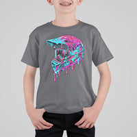 Motocross Helmet Drip Ice Cream Melt Graphic Dirt Bike Racing T Shirt For Kid