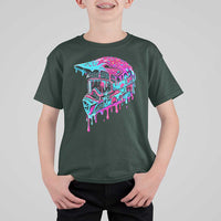 Motocross Helmet Drip Ice Cream Melt Graphic Dirt Bike Racing T Shirt For Kid