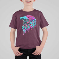 Motocross Helmet Drip Ice Cream Melt Graphic Dirt Bike Racing T Shirt For Kid