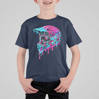 Motocross Helmet Drip Ice Cream Melt Graphic Dirt Bike Racing T Shirt For Kid