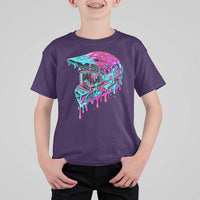Motocross Helmet Drip Ice Cream Melt Graphic Dirt Bike Racing T Shirt For Kid