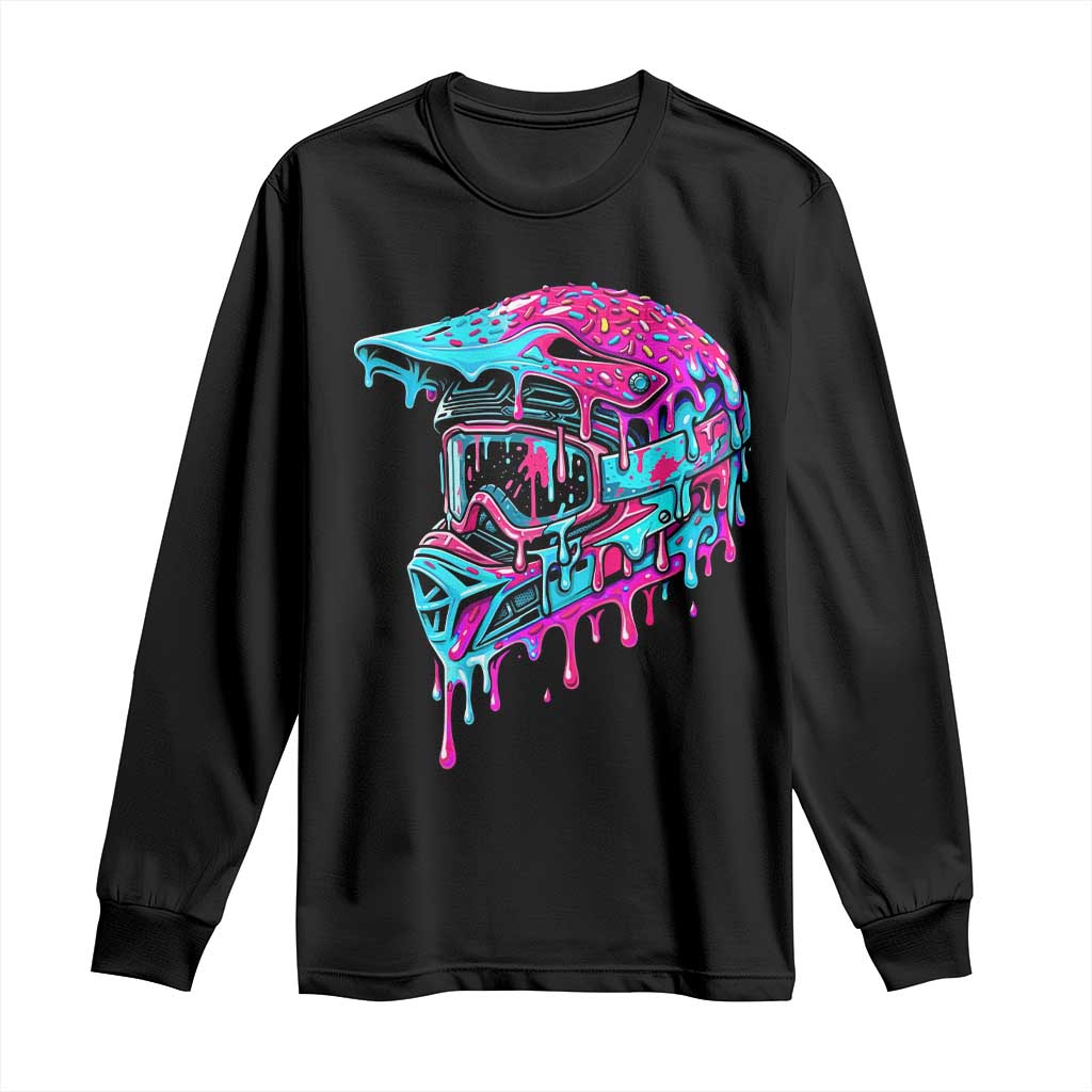 Motocross Helmet Drip Ice Cream Melt Graphic Dirt Bike Racing Long Sleeve Shirt