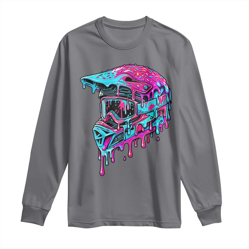 Motocross Helmet Drip Ice Cream Melt Graphic Dirt Bike Racing Long Sleeve Shirt