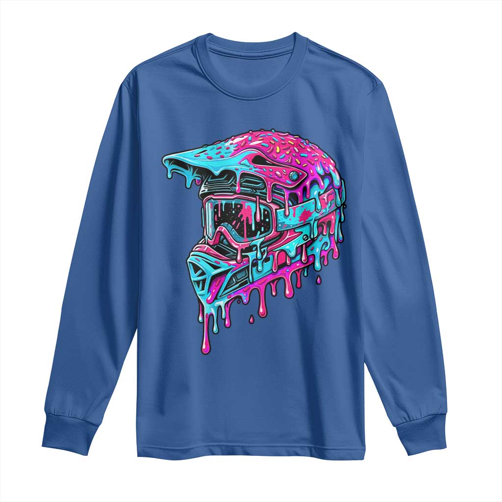 Motocross Helmet Drip Ice Cream Melt Graphic Dirt Bike Racing Long Sleeve Shirt