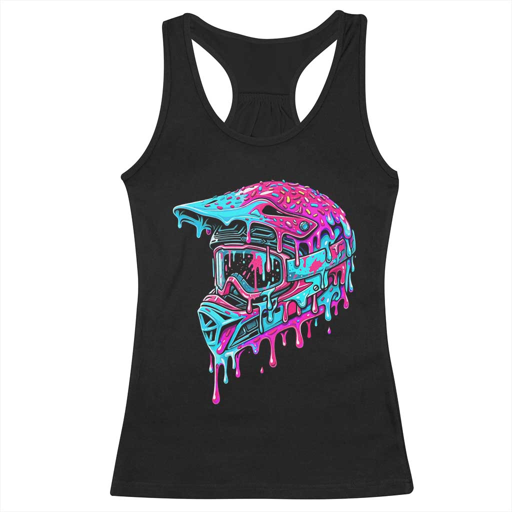 Motocross Helmet Drip Ice Cream Melt Graphic Dirt Bike Racing Racerback Tank Top