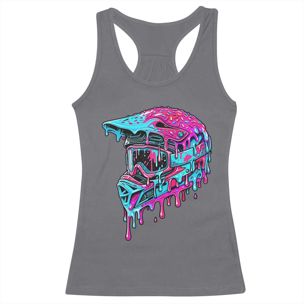 Motocross Helmet Drip Ice Cream Melt Graphic Dirt Bike Racing Racerback Tank Top