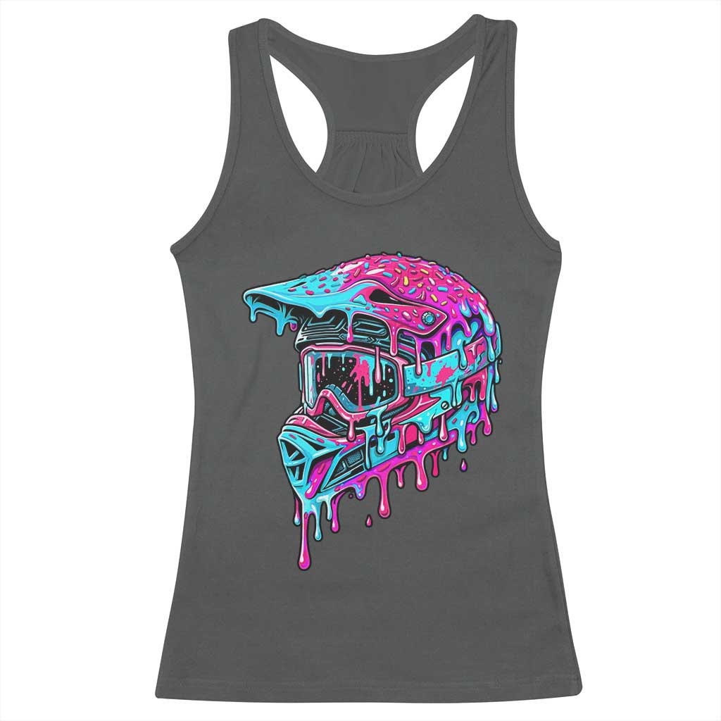 Motocross Helmet Drip Ice Cream Melt Graphic Dirt Bike Racing Racerback Tank Top