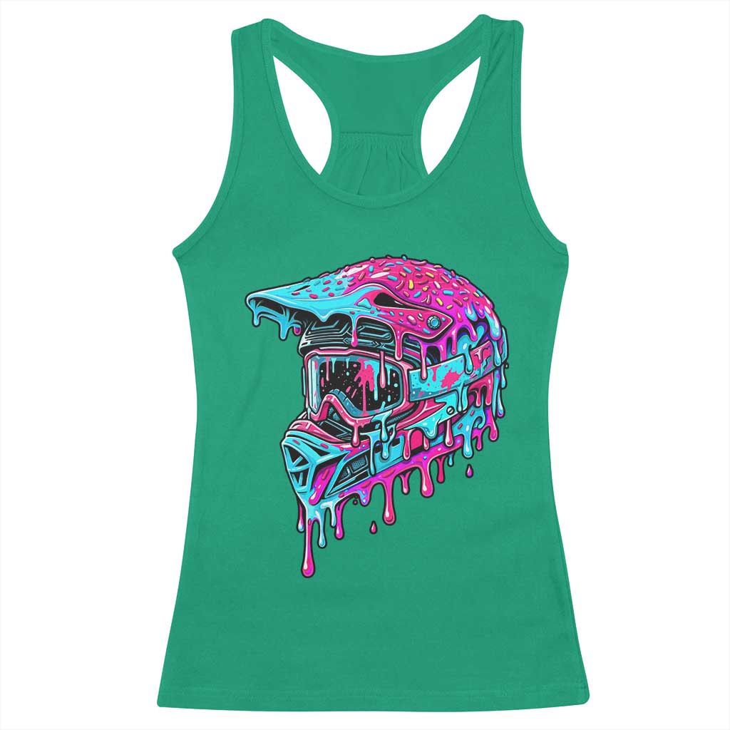 Motocross Helmet Drip Ice Cream Melt Graphic Dirt Bike Racing Racerback Tank Top