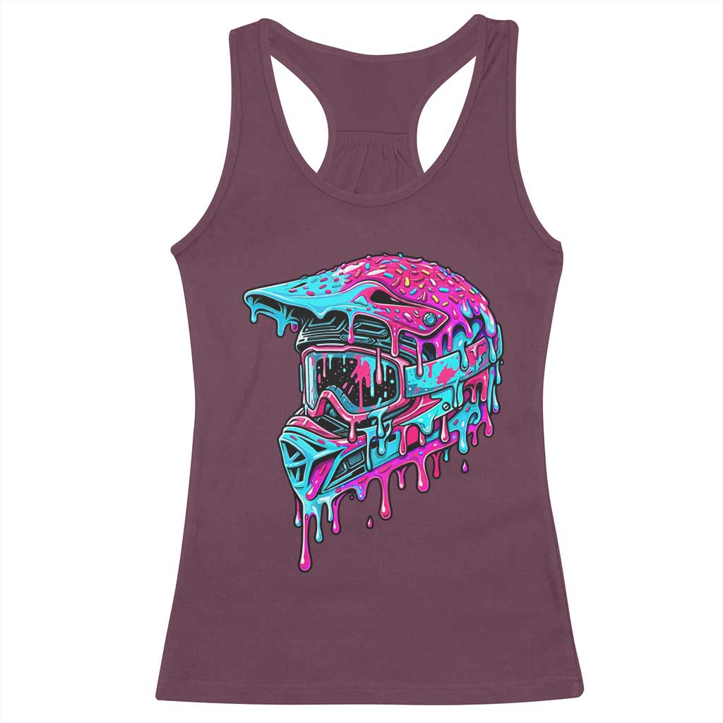 Motocross Helmet Drip Ice Cream Melt Graphic Dirt Bike Racing Racerback Tank Top
