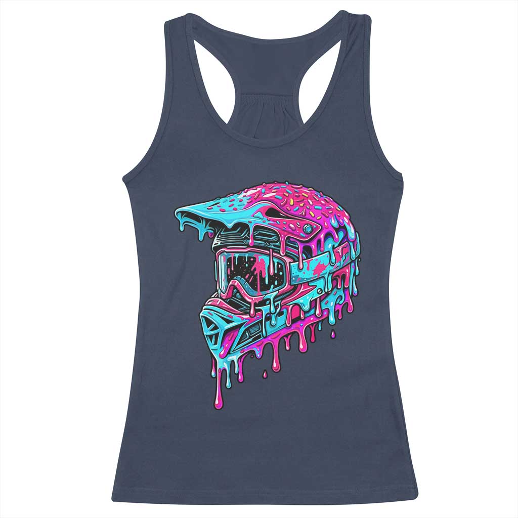 Motocross Helmet Drip Ice Cream Melt Graphic Dirt Bike Racing Racerback Tank Top