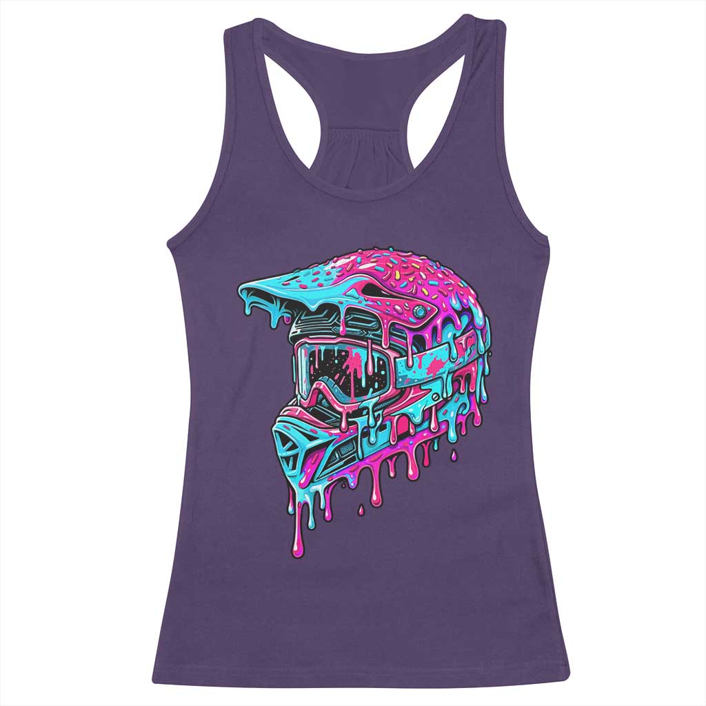Motocross Helmet Drip Ice Cream Melt Graphic Dirt Bike Racing Racerback Tank Top