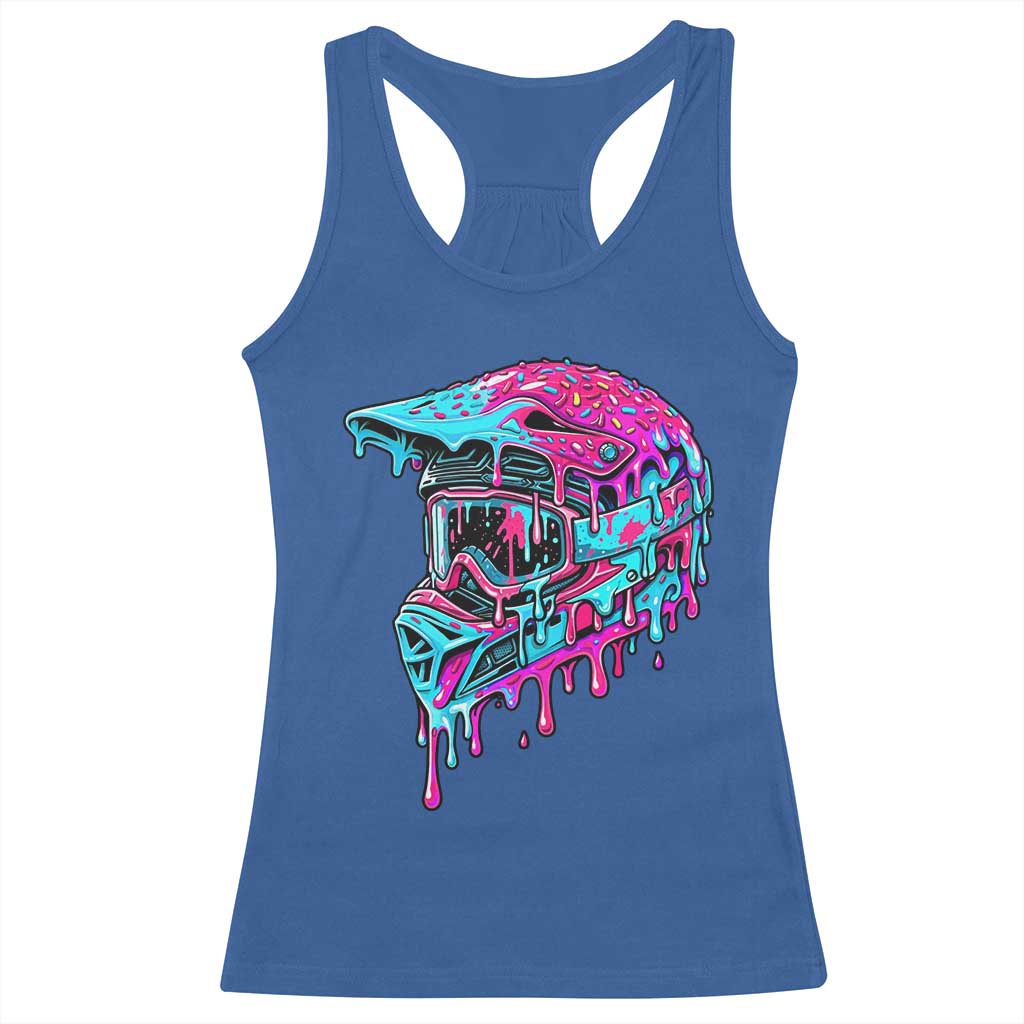 Motocross Helmet Drip Ice Cream Melt Graphic Dirt Bike Racing Racerback Tank Top