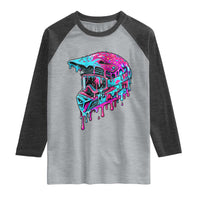 Motocross Helmet Drip Ice Cream Melt Graphic Dirt Bike Racing Raglan Shirt