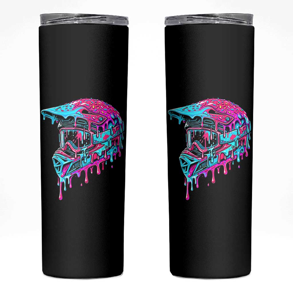 Motocross Helmet Drip Ice Cream Melt Graphic Dirt Bike Racing Skinny Tumbler