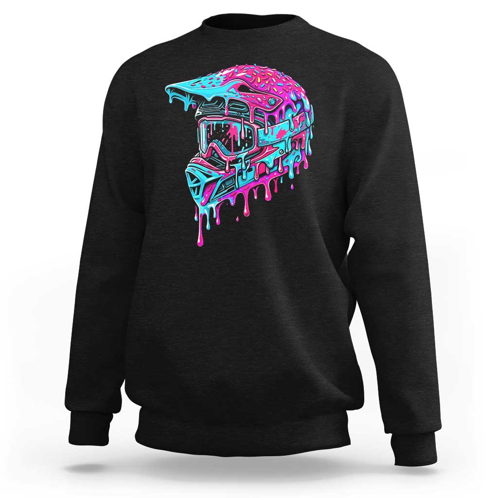 Motocross Helmet Drip Ice Cream Melt Graphic Dirt Bike Racing Sweatshirt