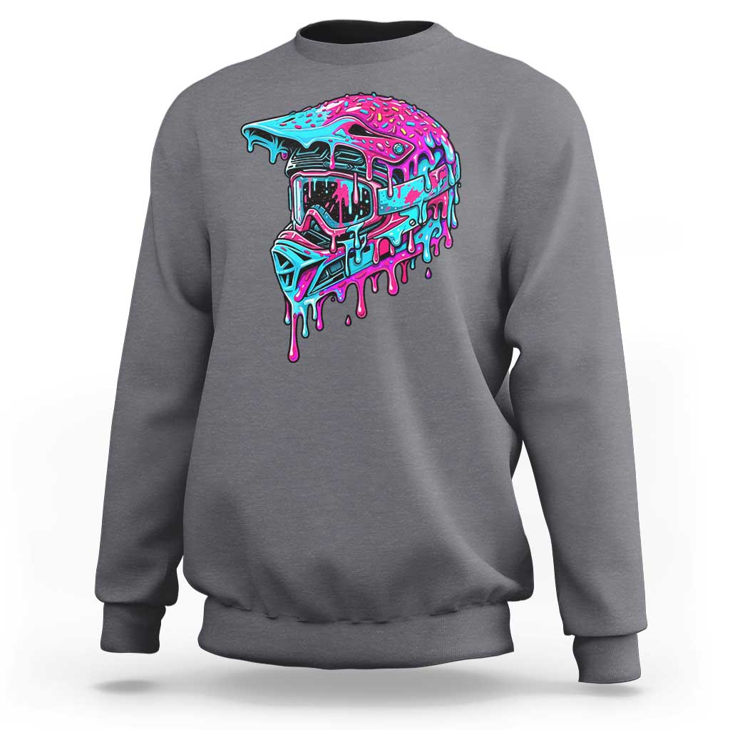 Motocross Helmet Drip Ice Cream Melt Graphic Dirt Bike Racing Sweatshirt