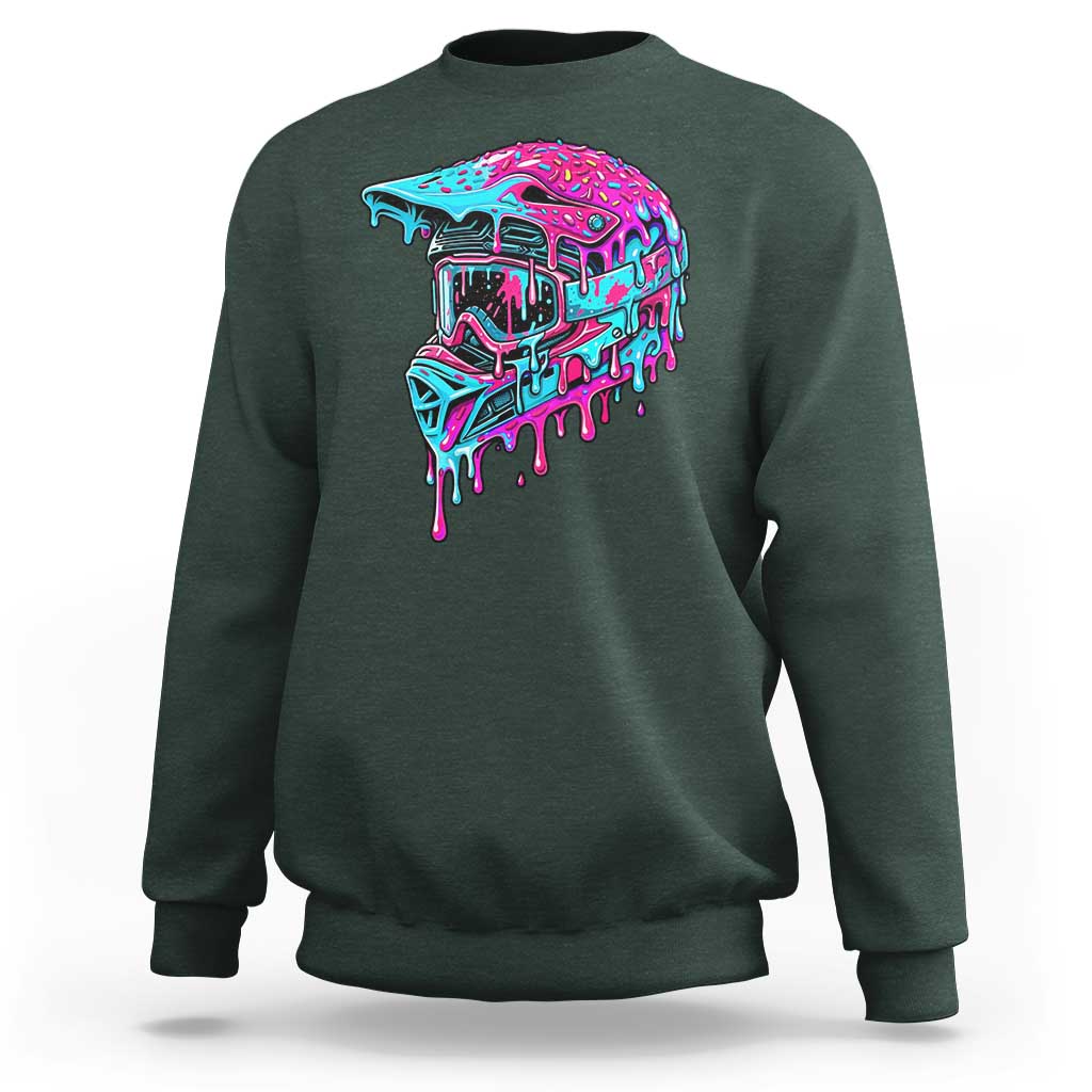 Motocross Helmet Drip Ice Cream Melt Graphic Dirt Bike Racing Sweatshirt