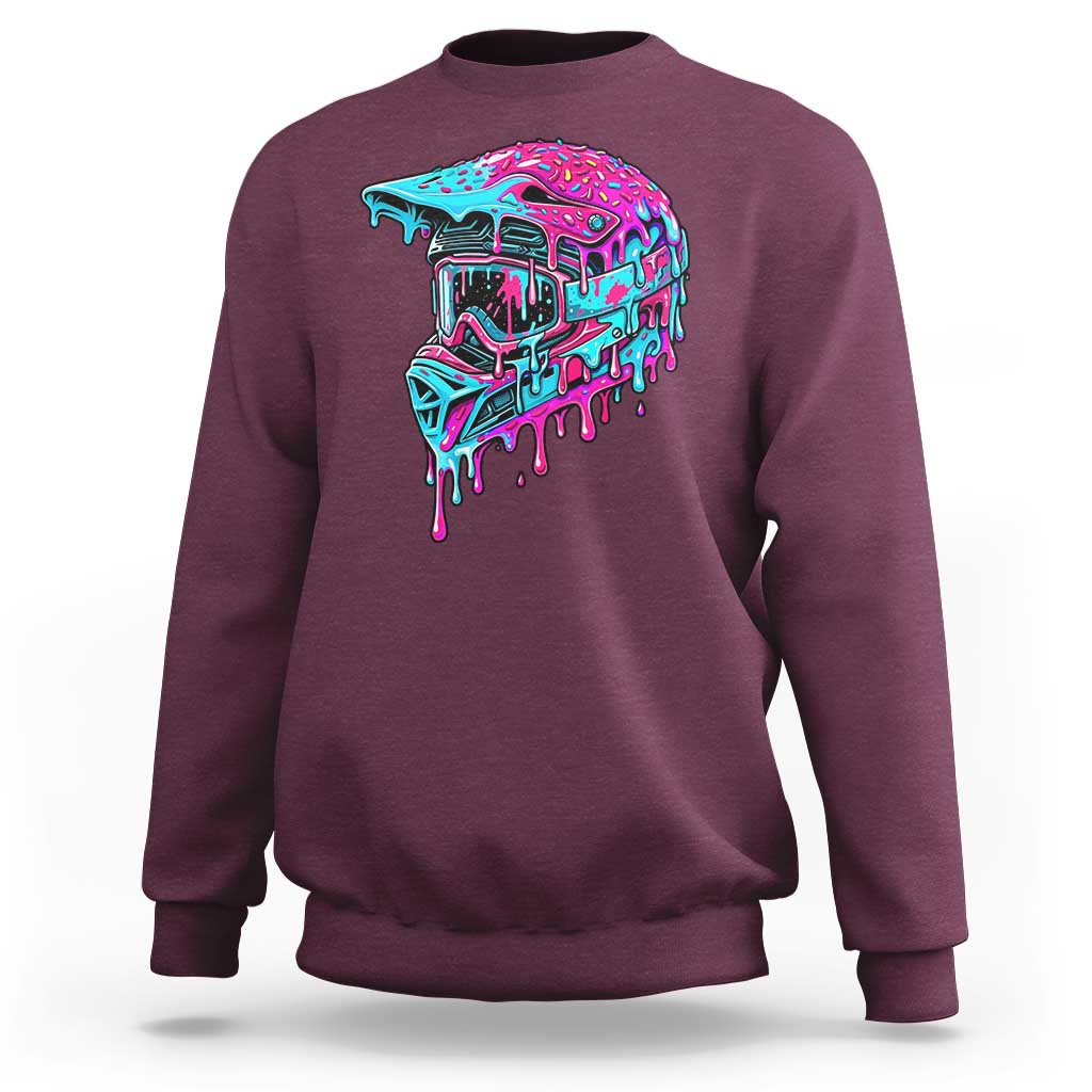 Motocross Helmet Drip Ice Cream Melt Graphic Dirt Bike Racing Sweatshirt