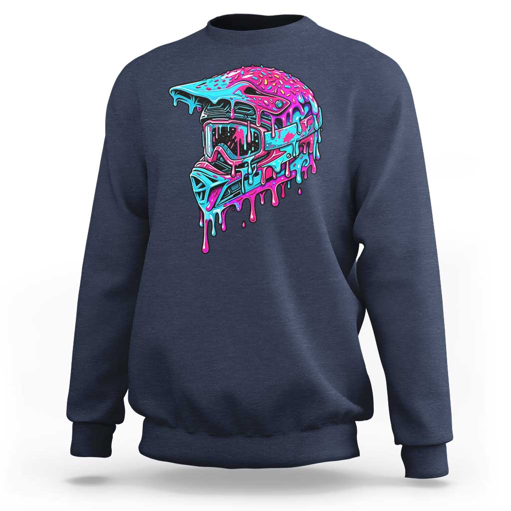 Motocross Helmet Drip Ice Cream Melt Graphic Dirt Bike Racing Sweatshirt