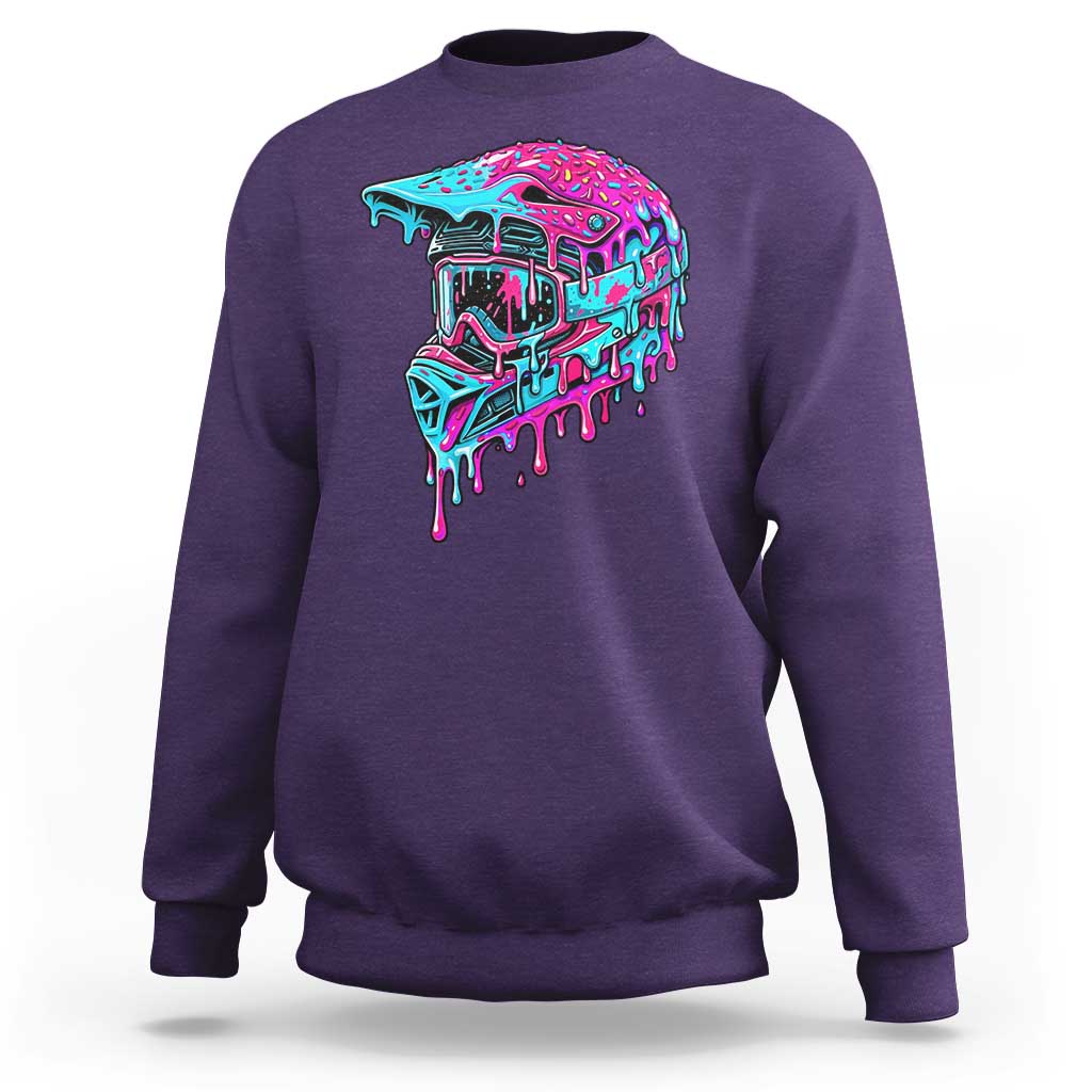 Motocross Helmet Drip Ice Cream Melt Graphic Dirt Bike Racing Sweatshirt