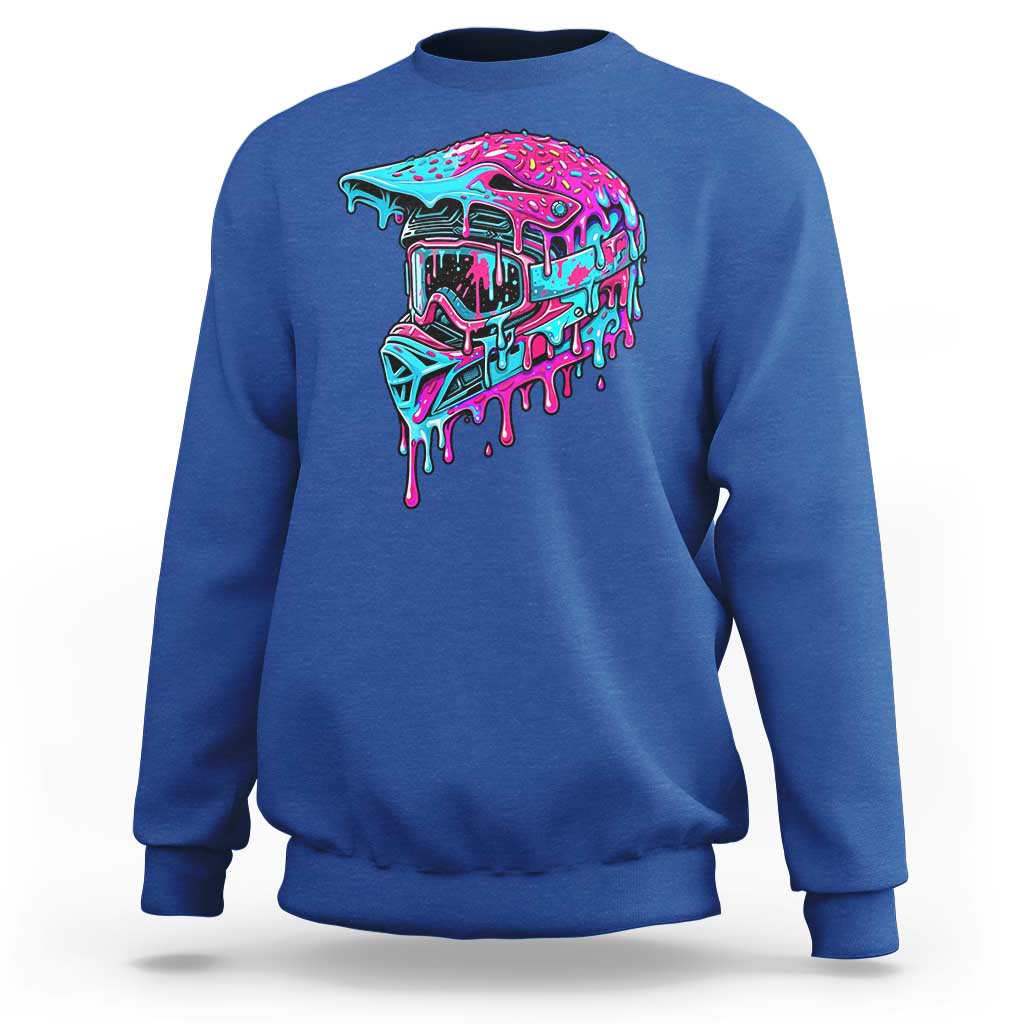 Motocross Helmet Drip Ice Cream Melt Graphic Dirt Bike Racing Sweatshirt
