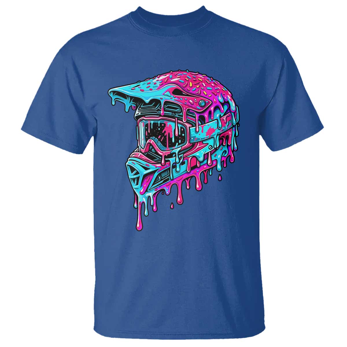 Motocross Helmet Drip Ice Cream Melt Graphic Dirt Bike Racing T Shirt