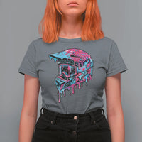 Motocross Helmet Drip Ice Cream Melt Graphic Dirt Bike Racing T Shirt For Women