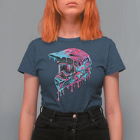 Motocross Helmet Drip Ice Cream Melt Graphic Dirt Bike Racing T Shirt For Women