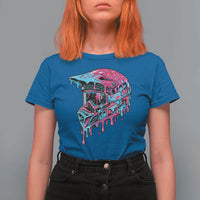 Motocross Helmet Drip Ice Cream Melt Graphic Dirt Bike Racing T Shirt For Women