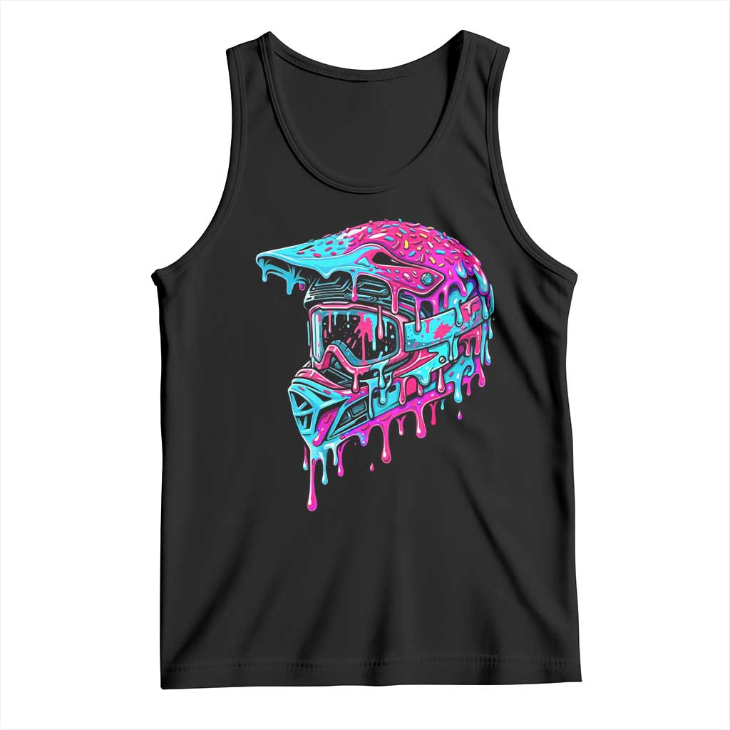 Motocross Helmet Drip Ice Cream Melt Graphic Dirt Bike Racing Tank Top