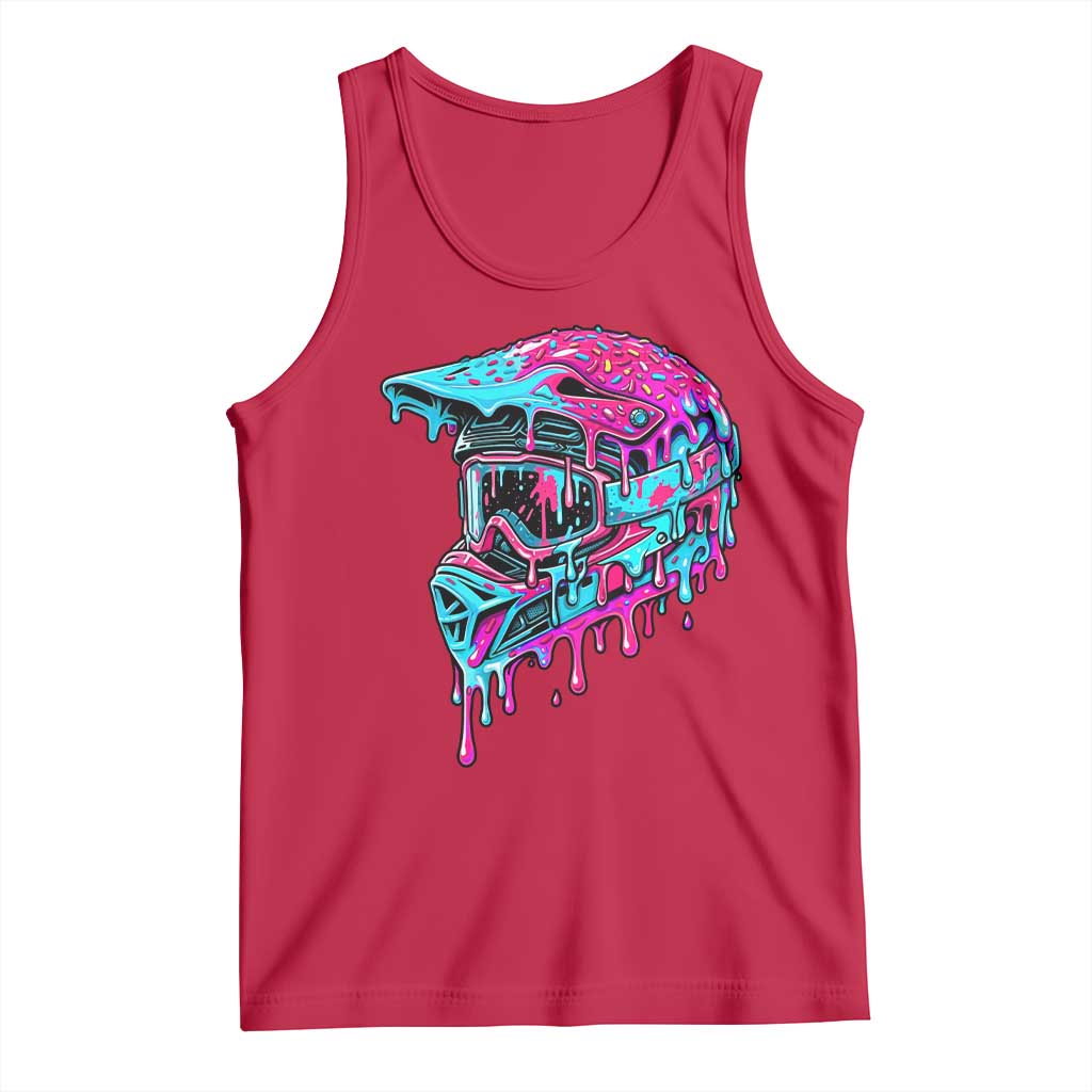 Motocross Helmet Drip Ice Cream Melt Graphic Dirt Bike Racing Tank Top
